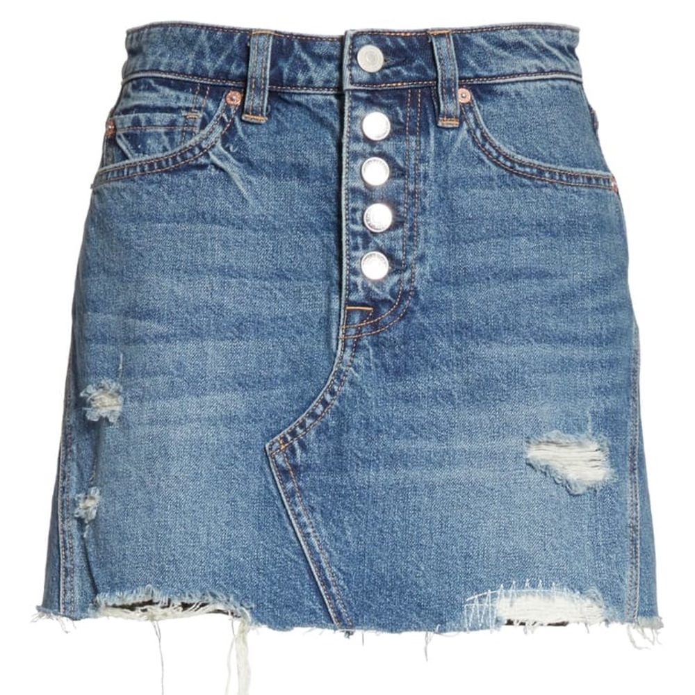 Free People Denim Skirt Size 28 Sz 28 Button Down S